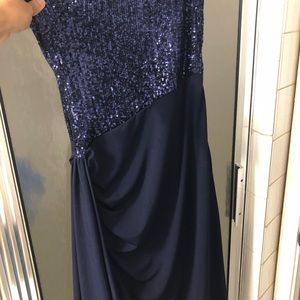 juan carlos pinera one shoulder sequin blue dress size S
